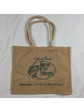 Bass Pro Shops Jute Shopping Bag Johnny Morris Reusable Tote Natural EcoFriendly